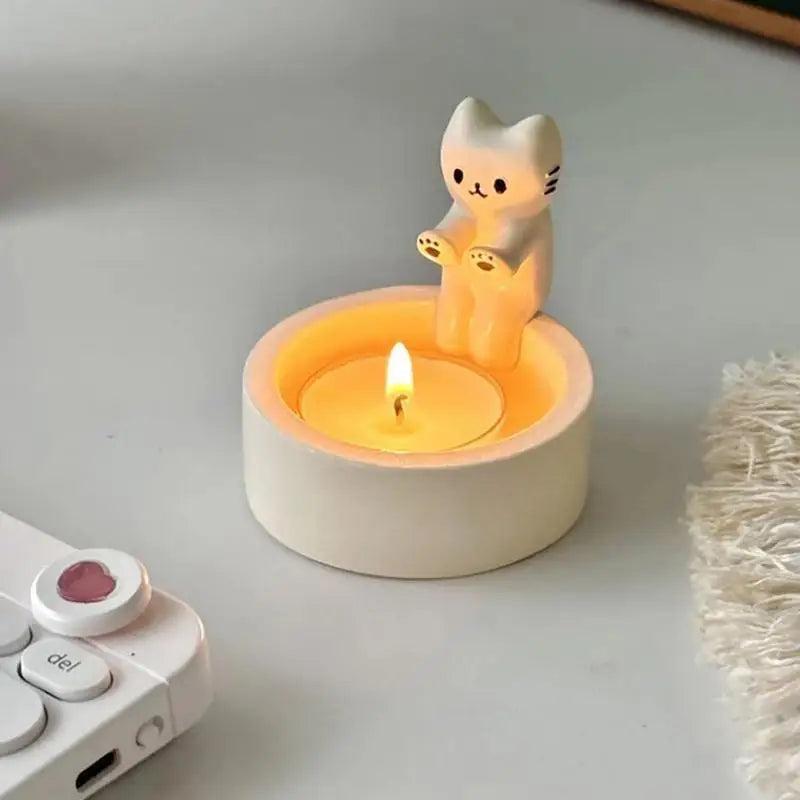 Cute Kitten Candle Holder - Cat Shaped Aromatherapy Holder for Home & Office Decor