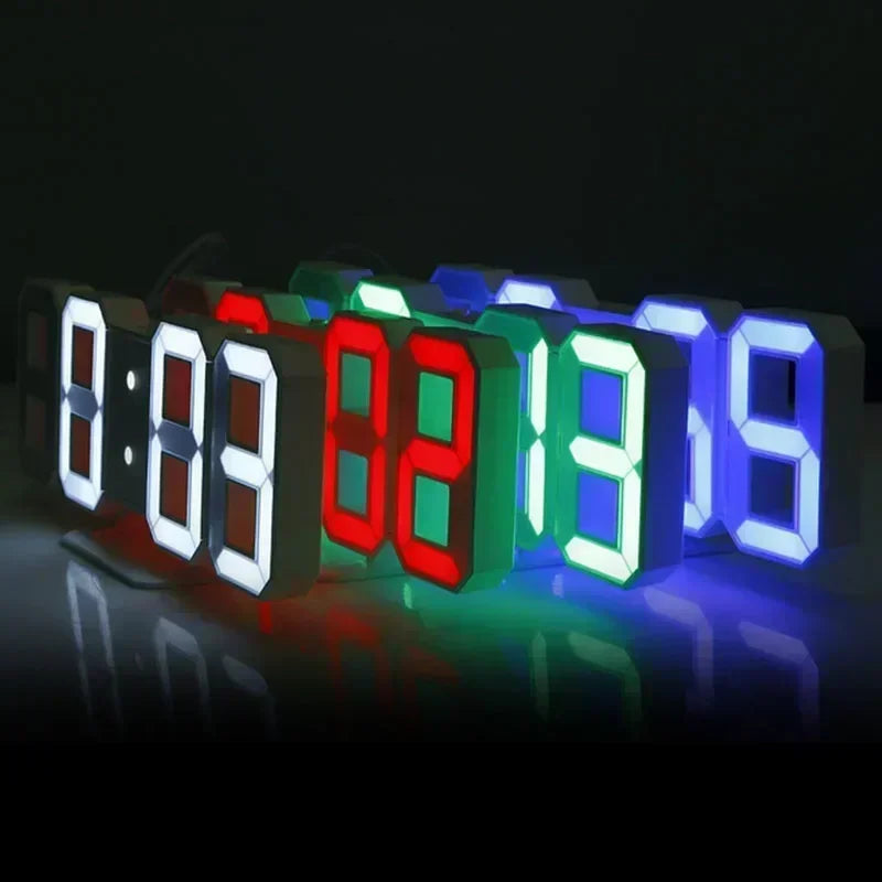 3D LED Digital Alarm Clock - Wall Clock with Time, Date & Temperature for Home & Office