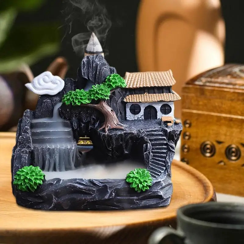 Backflow Incense Burner - Resin Waterfall Holder for Cones, Aromatherapy & Home Decor