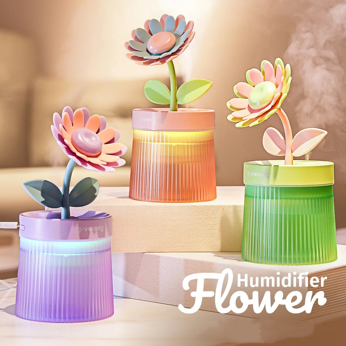 2024 Portable USB Ultrasonic Humidifier & Aroma Diffuser - Colorful Cup, Cool Mist, with Light