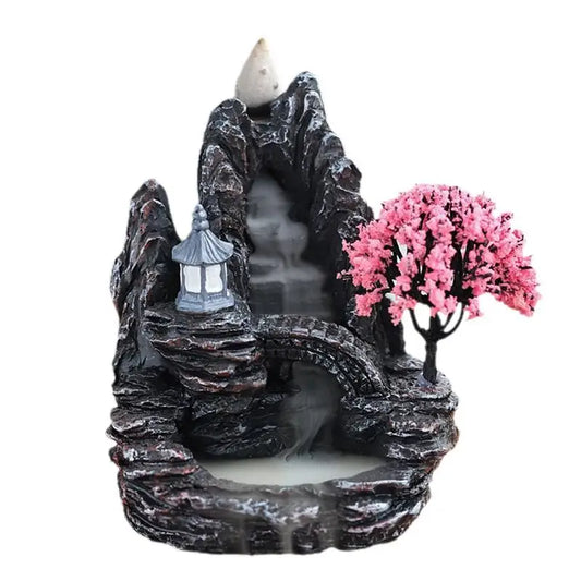 Backflow Incense Burner - Resin Waterfall Holder for Cones, Aromatherapy & Home Decor