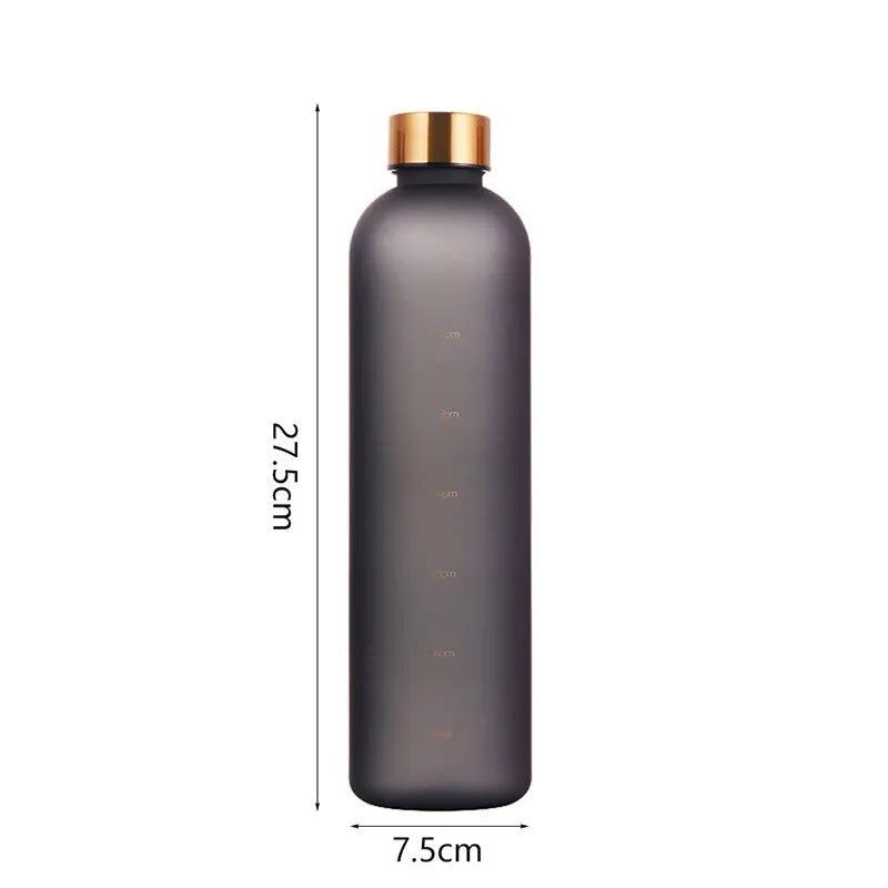 1L Motivational Water Bottle - 32oz, Time Marker, BPA-Free, Leakproof for Fitness & Travel