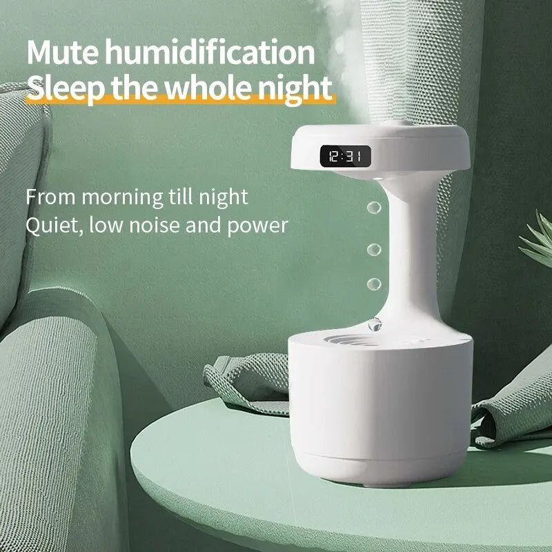 Water Droplet Air Humidifier - Anti-Gravity Ultrasonic Cool Mist Maker with LED Night Light