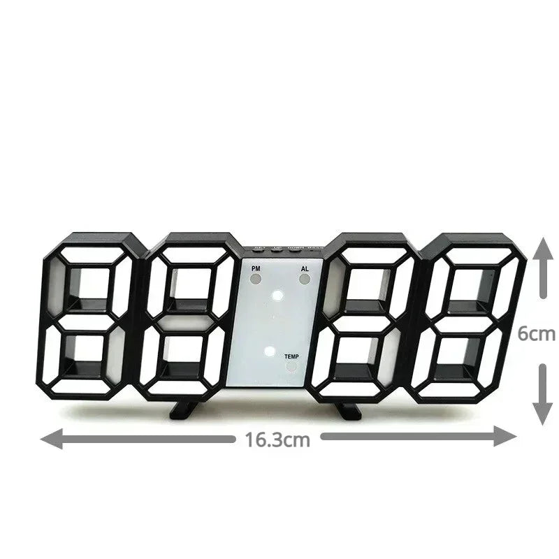 3D LED Digital Alarm Clock - Wall Clock with Time, Date & Temperature for Home & Office