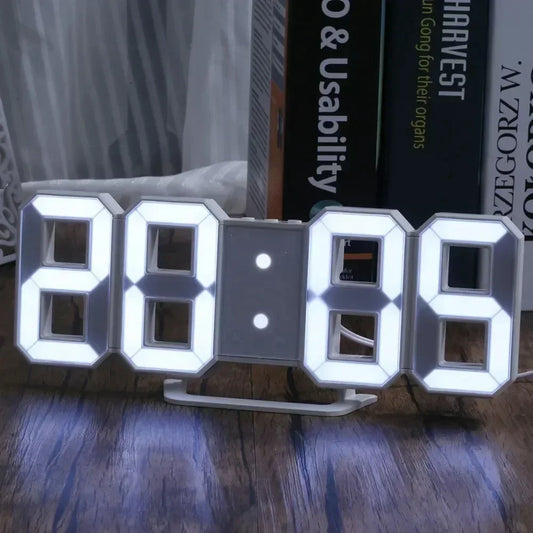 3D LED Digital Alarm Clock - Wall Clock with Time, Date & Temperature for Home & Office