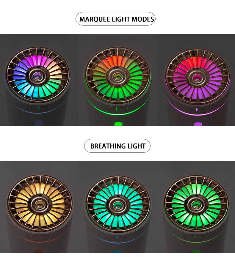 Wireless Car Air Humidifier Portable 300ML USB Diffuser Mist Maker for Home Bedroom with RGB LED Colorful Lights