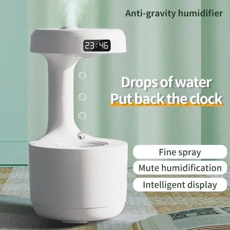 Water Droplet Air Humidifier - Anti-Gravity Ultrasonic Cool Mist Maker with LED Night Light